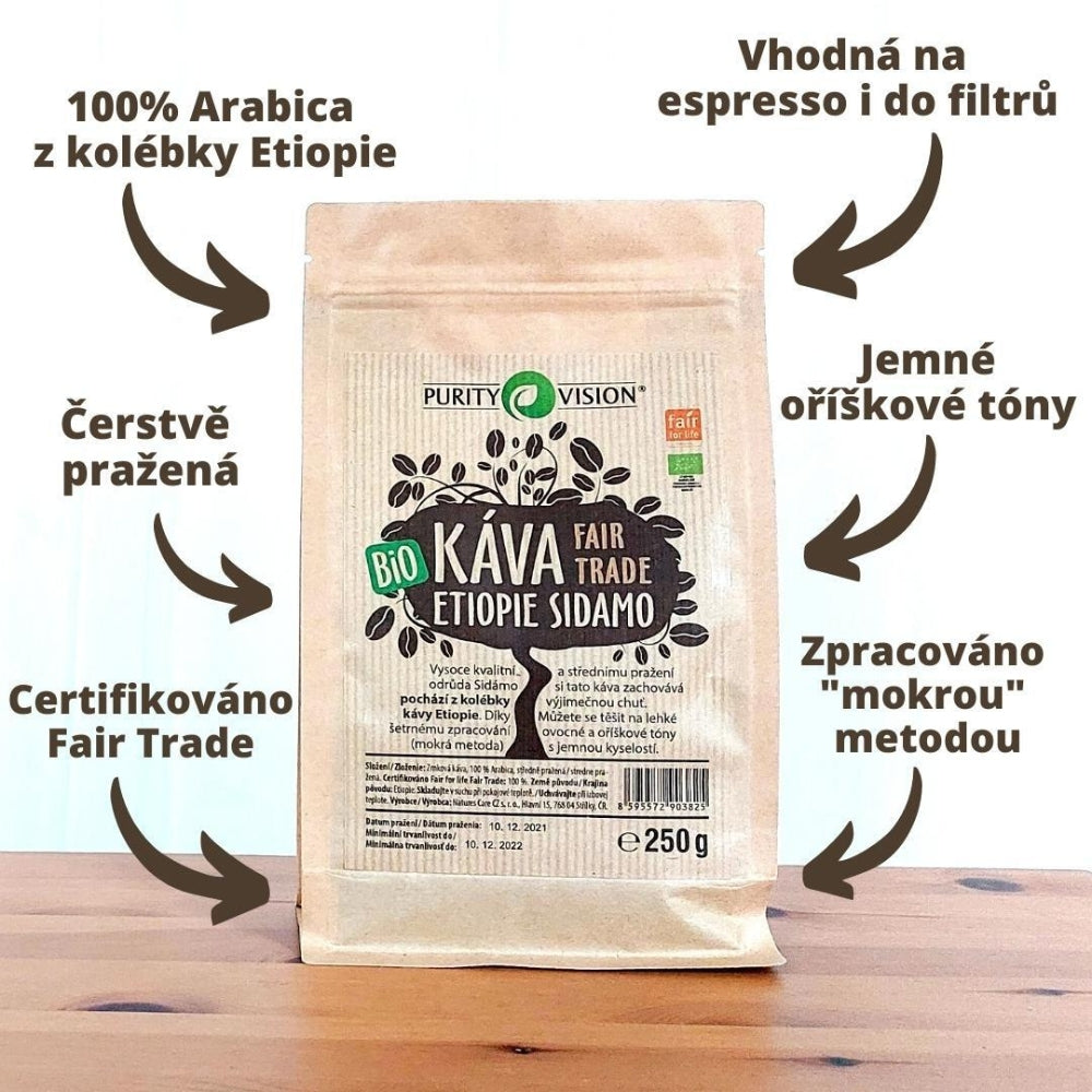 Fair Trade Bio ziarna kawy Etiopia Sidamo 500 g